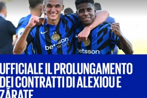 开云-国米官方：和20岁中卫亚历克西乌、18岁中场萨拉特续约两年